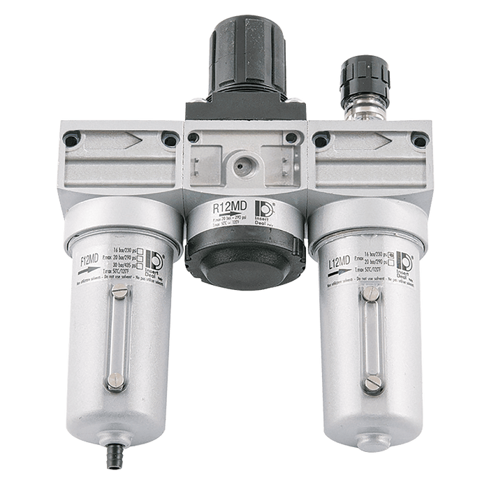 Insert Deal FILTER+REG+LUBE G1/2 50 Micron 1.5-15BAR FRL12MD - FluidAirFittings