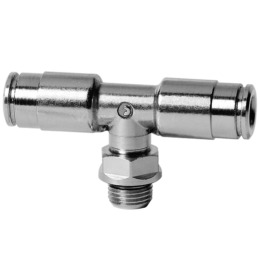 Camozzi 6MM OD X 1/8" BSPP Series 8000 Male Stud Tee 8432 6-1/8 - FluidAirFittings