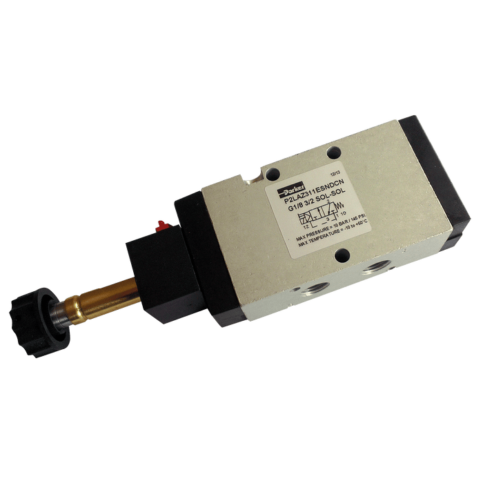 Parker 3/2 Spring Return Solenoid 1/4" BSP P2LBZ312ESNDCN - FluidAirFittings