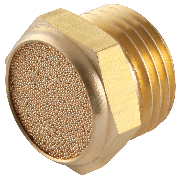 FT Pro 1/8" BSPP Male Flat Silencer Brass 1866398 - FluidAirFittings