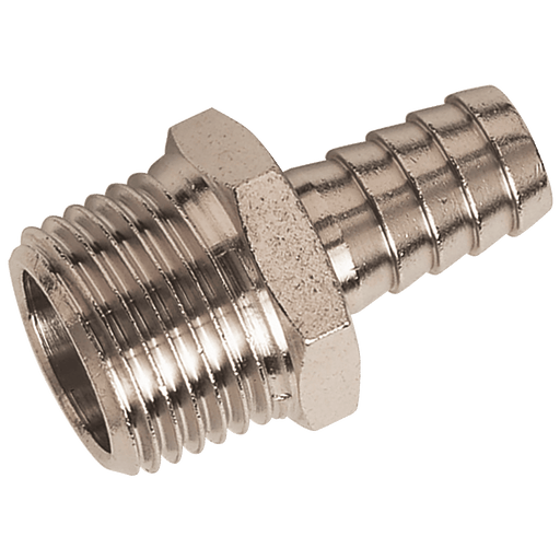FT Pro - 3040-4-M5 M5 x 4mm ID Male Straight Hose Tails, Nickel Plated Brass - FluidAirFittings