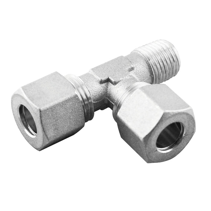 Aignep 1/2" BSPT Male X 15MM OD Tee, Male Stud Run 2018-1011 - FluidAirFittings