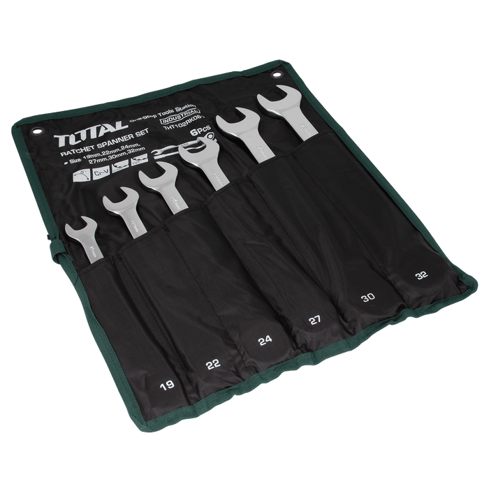 Total Tools Ratchet Spanner Set, 6 Sizes 19-32MM THT102RK061 - FluidAirFittings