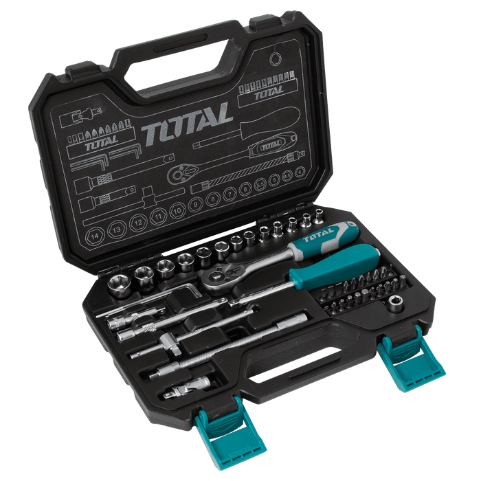 Total Tools 1/4" Drive Socket Set, 45 Pieces THT141451