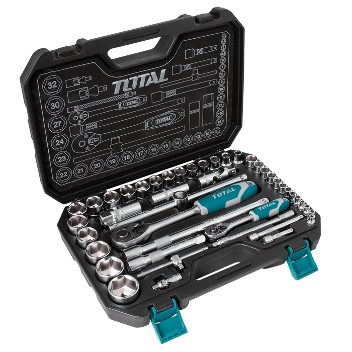 Total Tools 1/4" & 1/2" Drive Socket Set, 44 Pieces THT421441 - FluidAirFittings
