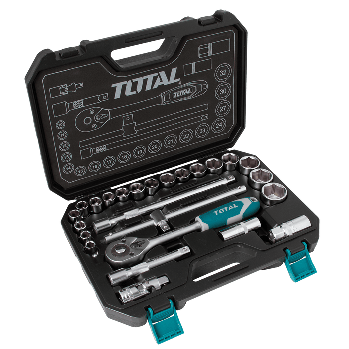 Total Tools 1/2" Drive Socket Set, 25 Pieces THT121251 - FluidAirFittings