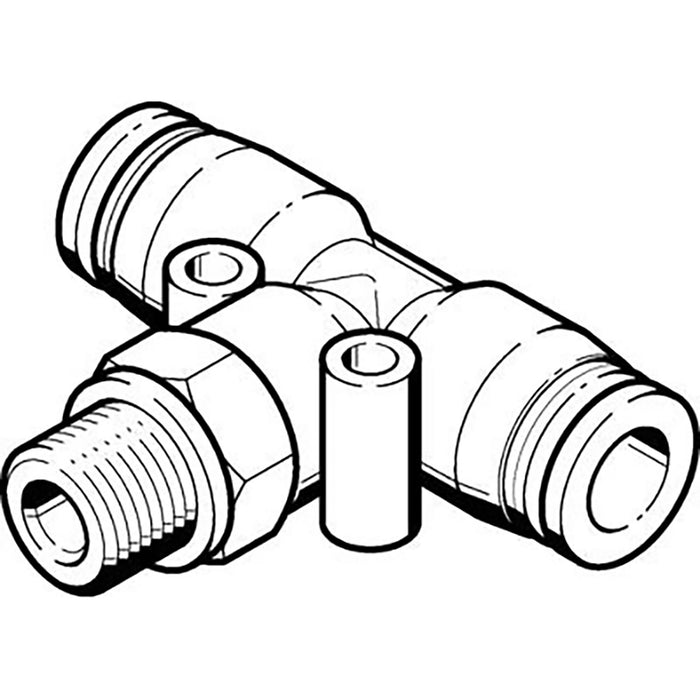 Festo QST-G3/8-10-20 Male Stud Tee On Branch Sold in Multiples Of 20 Only 132073 - FluidAirFittings