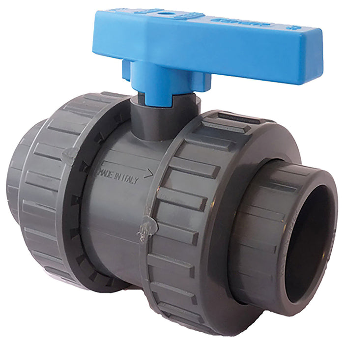 FT Pro UPVC Std PLN Dbl Union Ball Valve Lv, EPDM 1.1/4" ITM-2166S105Q - FluidAirFittings