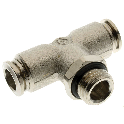 Aignep 1/4" BSPP Male X 6MM OD Swivel Tee Centre Leg 572166-1/4 - FluidAirFittings