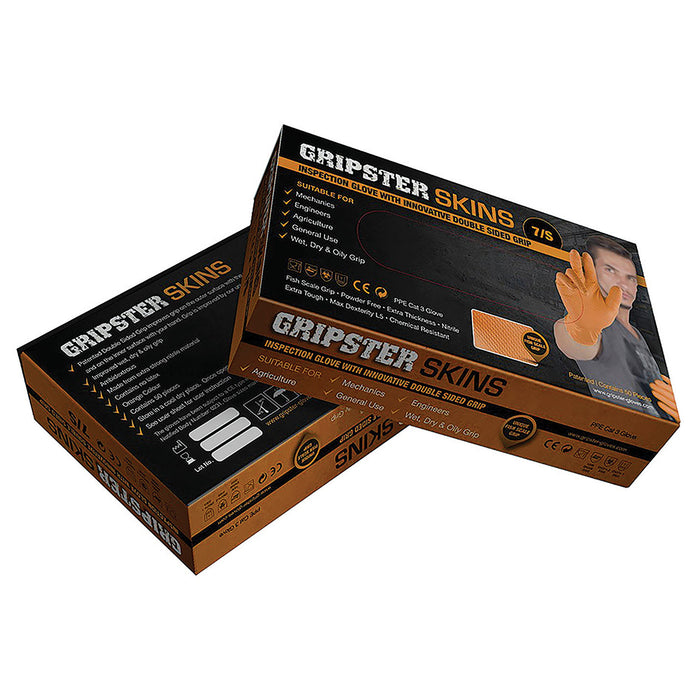 Gripster Skins Fishscale Grip Glove XL Orange (50 Pack) 5300-210 - FluidAirFittings