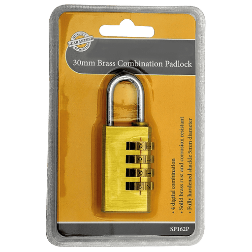 30mm 4 Wheel Combi Padlock SP162P - FluidAirFittings