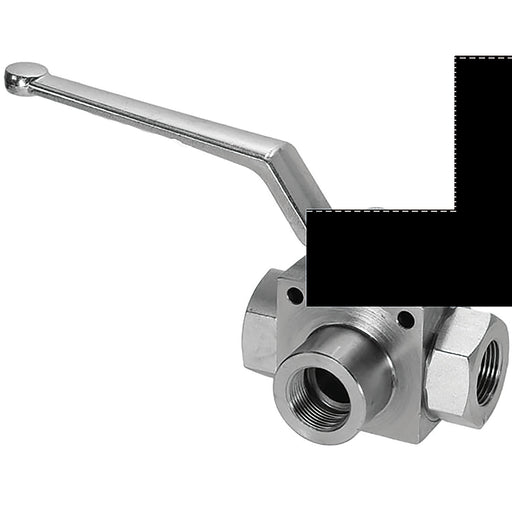 1" BSPP 3 Way T Port Hydraulic Ball Valve HVTP16 - FluidAirFittings