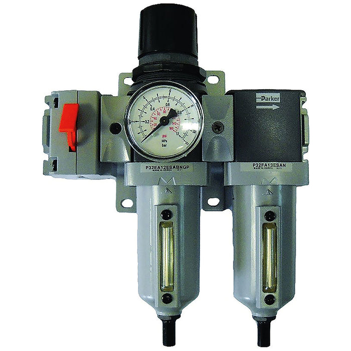 Parker 1/4" BSPP Female Filter + Regulator + Lubricator P31YN12GEBNTW - FluidAirFittings