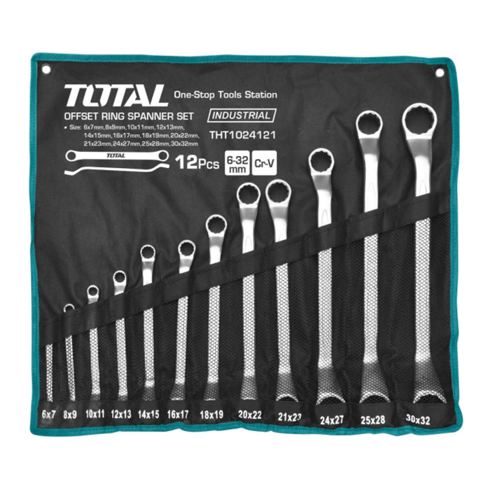 Total Tools 12PCS Offset Ring Spanner Set THT1024121 - FluidAirFittings