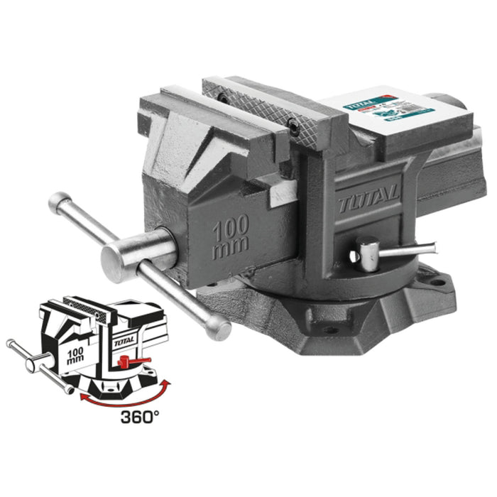 Total Tools 4" Swivel Base Bench Vice THT6146 - FluidAirFittings