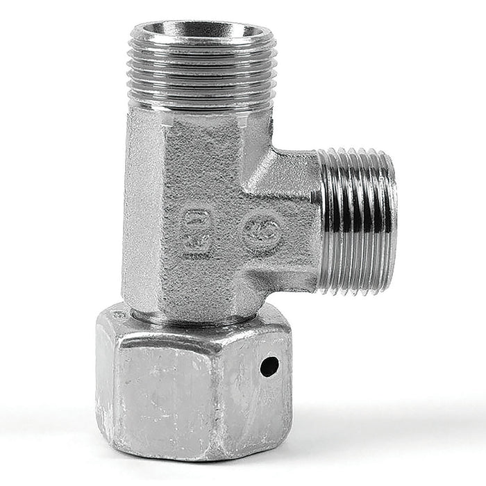 Parker M30 Metric Female X 22MM OD EO Swivel Run Tee EL22LCF - FluidAirFittings