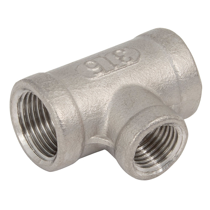 FT Pro 1" BSPP X 1/2" BSPP Branch Reducing Tee SSFUT160816 - FluidAirFittings