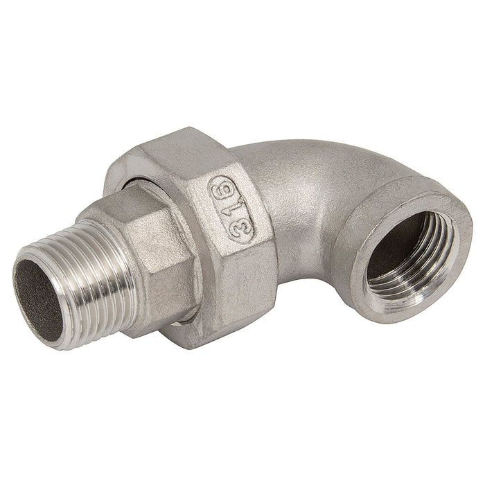 FT Pro 1.1/2" Male X Female Flat Union Elbow SSMFEU2490 - FluidAirFittings