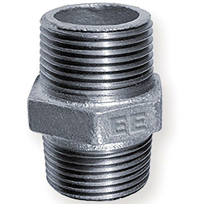 1/8 BSP Galvanised Equal Hex Nipple GEC02 - FluidAirFittings