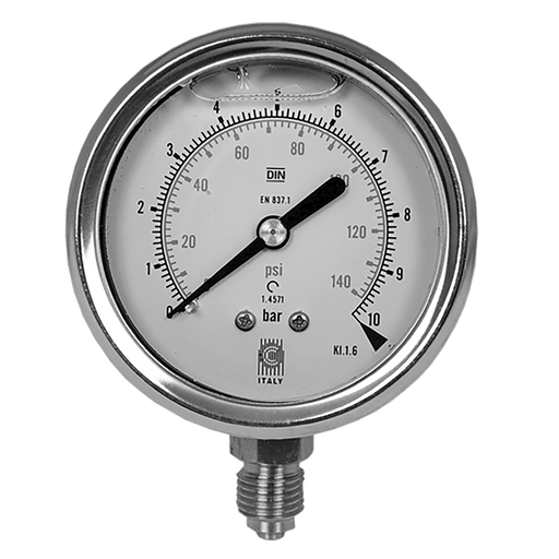 1/4" BSPP Glycerine Gauge 63MM DIA GB6360/04 - FluidAirFittings