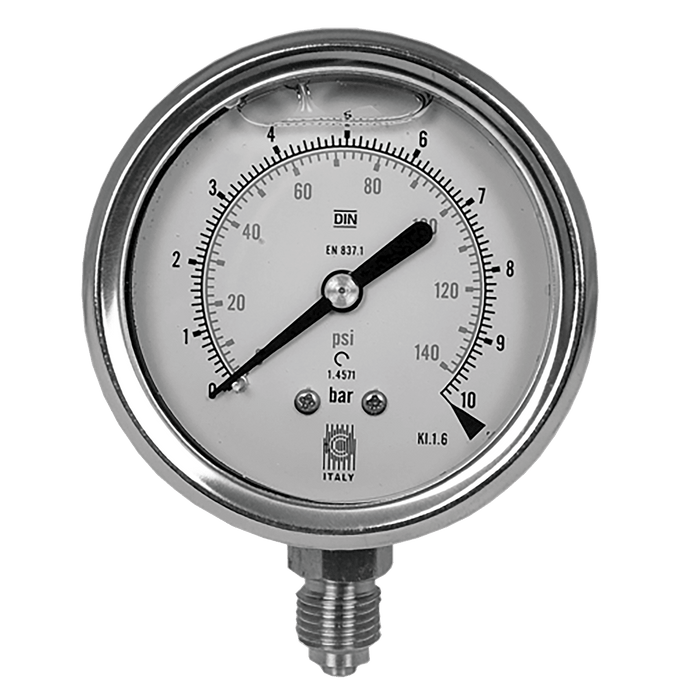 1/4" BSPP Glycerine Gauge 63MM DIA GB6360/04 - FluidAirFittings