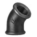 EE Black 45° Equal Elbow 1/2" BSP Female EE-MI120-12N - FluidAirFittings