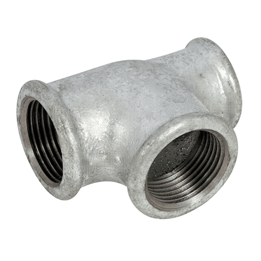 EE Galvanised Tee Reducing On Run 1/2" X 1/2" X 3/8" EEMI30-12-38-12 - FluidAirFittings