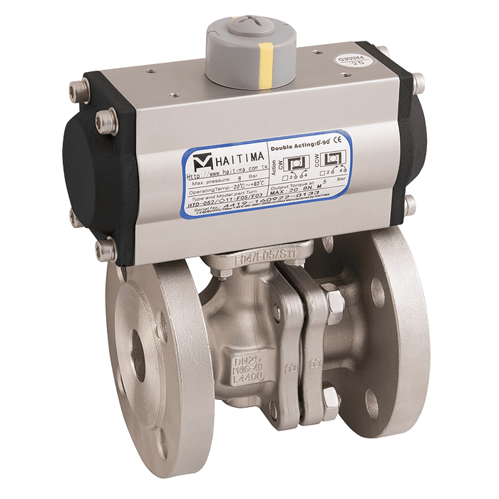 Haitima 4" PN40 SS FSAS Full Bore Ball Valve F/W Double Acting Actuator HDA 2019D4 12 - FluidAirFittings