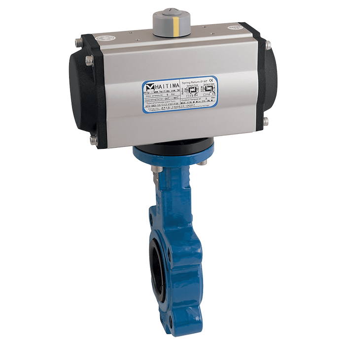 Haitima 10" PN16 L+T Butterfly Valve FW Ss/NBR Single Acting Actuator HSA 2014LB 18 - FluidAirFittings