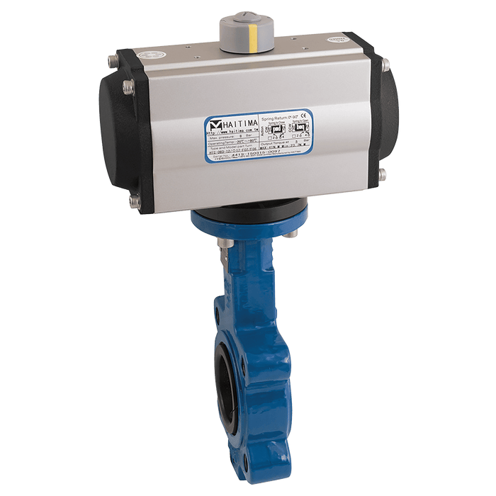 Haitima 4" PN16 L+T Butterfly Valve FW Ss/NBR Double Acting Actuator HDA 2014LB 12 - FluidAirFittings