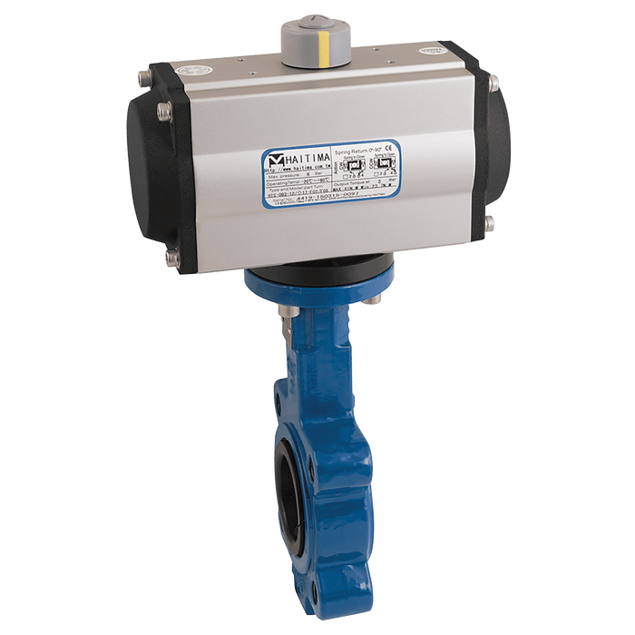Haitima 12" PN16 L+T Butterfly Valve FW Ss/NBR Double Acting Actuator HDA 2014LB 20 - FluidAirFittings