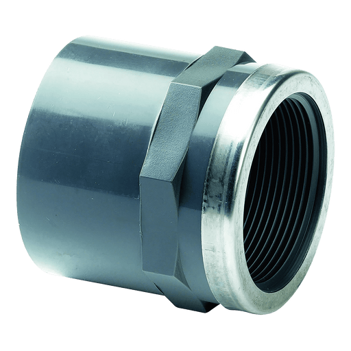 Comer 1.1/2" BSPP X 50MM Plain X Threaded Female SS Reinforced FFTA-50-112-UPVC - FluidAirFittings