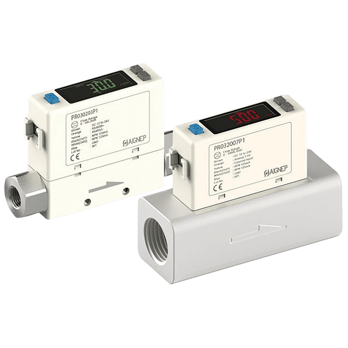 Aignep Digital Flow Pressure Sensor PR03 0-200 L/Min Thread 1/4" Output PNP + Analog Output (1-5V) PR030203P1 - FluidAirFittings
