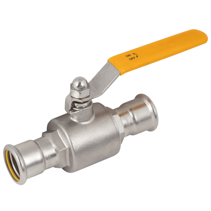 M-Press 54MM Yellow Handle SS Gas Lever Ball Valve SS60054YH - FluidAirFittings