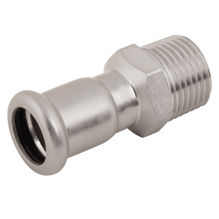 M-Press 15MM X 1/2" Male Adaptor SS 316 Fitting FKM 1401015012 - FluidAirFittings