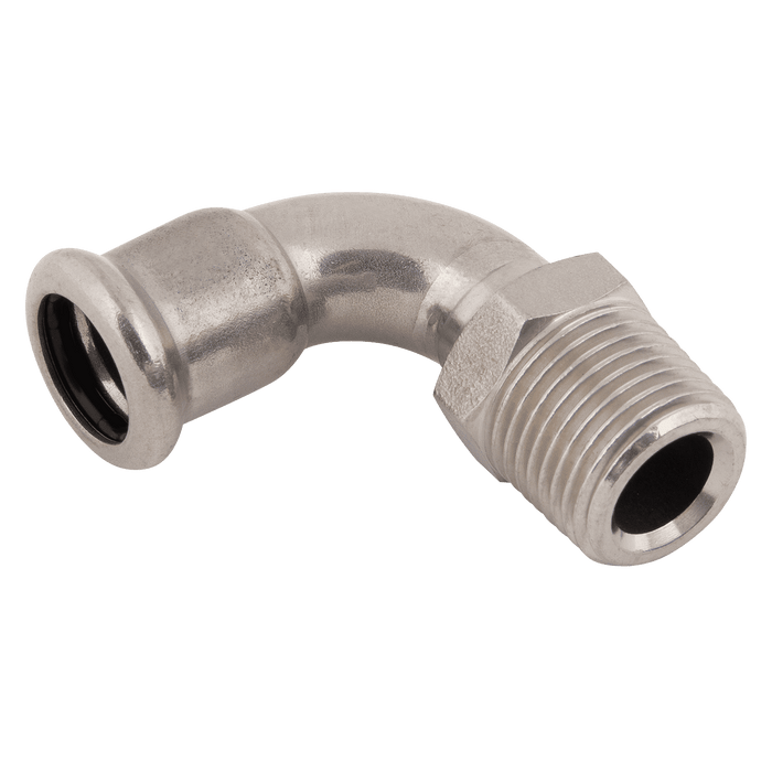 M-Press 42MM X 1 1/2" Bend 90° Male SS 316 FKM 1431042112 - FluidAirFittings