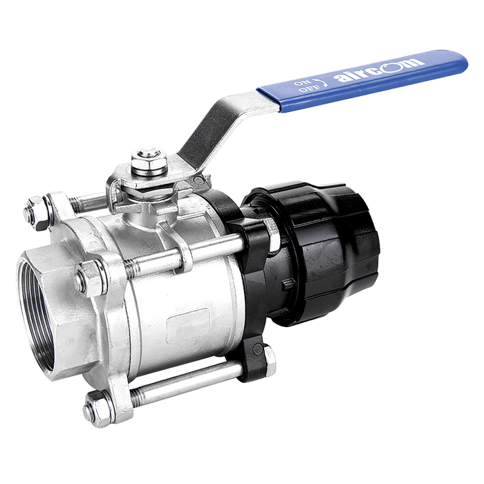 Aircom SS Ball Valve Female G2" to Tube 50MM QLVAINOXMF050168 - FluidAirFittings