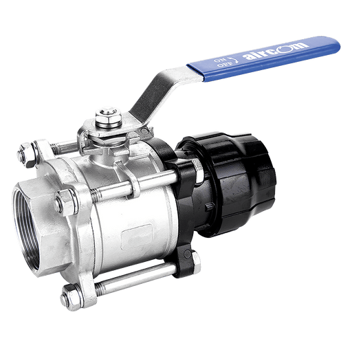 Aircom SS Ball Valve Female G2" to Tube 63MM QLVAINOXMF063168 - FluidAirFittings