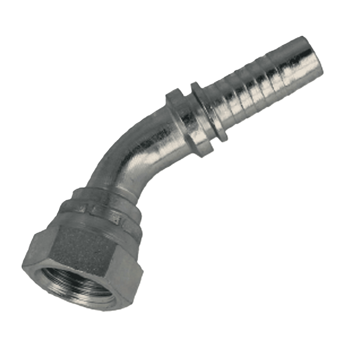 Polyhose 9/16" JIC Female Swept Elbow X 3/8" Hose Tail JIC/6/6/45S - FluidAirFittings
