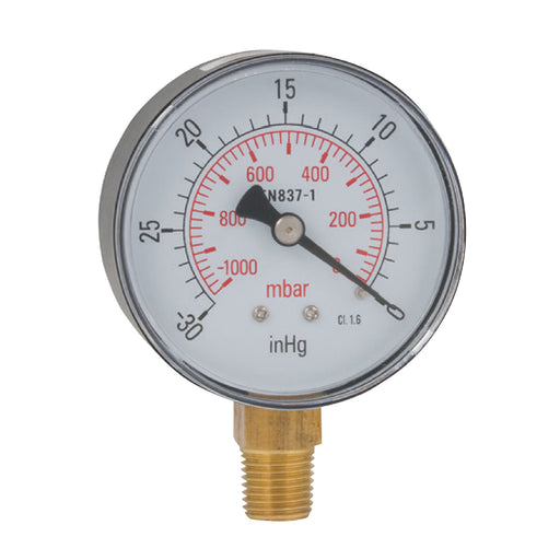 FT Pro 3/8"BSPT 100MM Vacuum Bottom Connection Gauge VG100-01D - FluidAirFittings