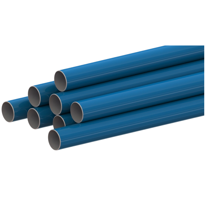 25mm Aluminium Tubes, Light Blue Colour (RAL5012) - 6 Metre (Pack of 8)