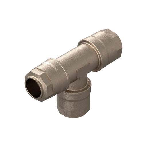 20mm Tee Connector - Nickel Plated Brass