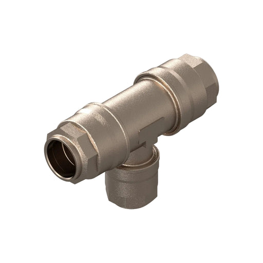 25mm - 20mm Reducing Tee C/W Water Trap - Nickel Plated Brass
