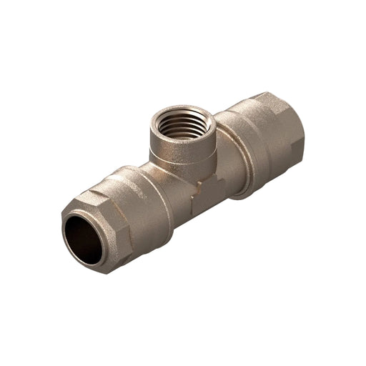 20mm x 1/2" BSP Female Reducing Tee C/W Water Trap - Nickel Plated Brass