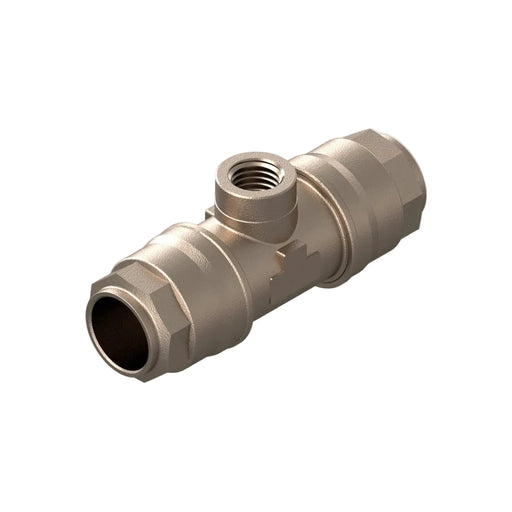 25mm x 1/2" BSP Female Reducing Tee C/W Water Trap - Nickel Plated Brass