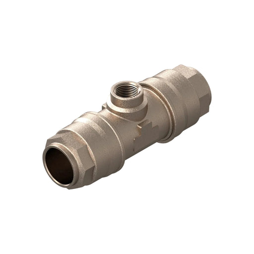 25mm x 3/8" BSP Female Reducing Tee C/W Water Trap - Nickel Plated Brass
