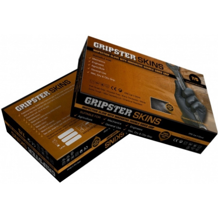 Gripster Skins - Superior Nitrile Gloves Black | Size L (9) | Pack Qty 50 Singles | 5300-109 - FluidAirFittings