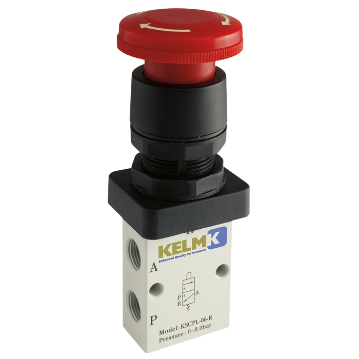 1/8" 3/2 Normally Closed Palm Button Latch Valve
