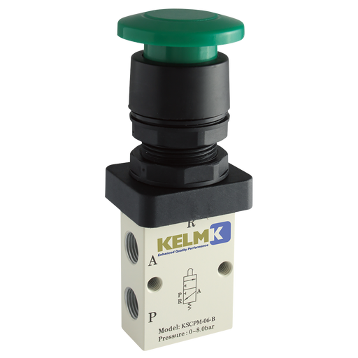 1/8" 3/2 Normally Closed Palm Button Valve