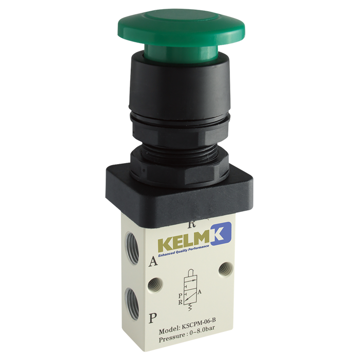 1/8" 3/2 Normally Closed Palm Button Valve